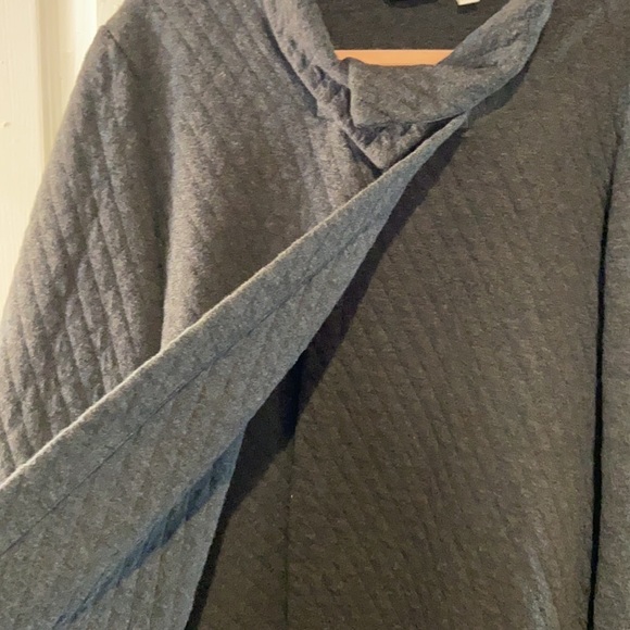 J Jill Pure Jill Womens Cardigan Fleece Quilted Jacket Dark Gray Size XL - Picture 5 of 11